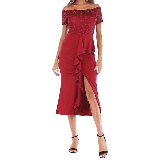 amazon vestito rosso lungo