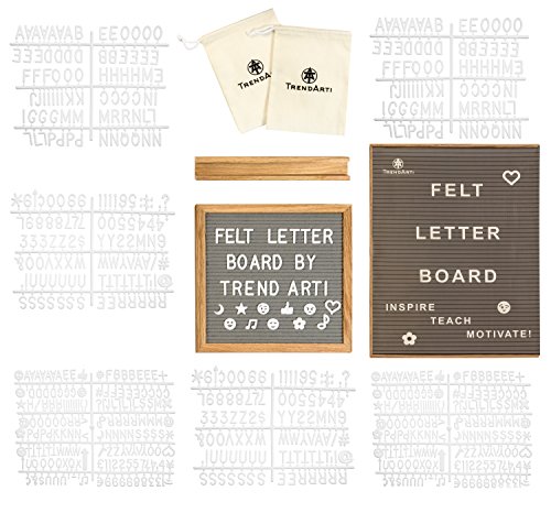 Gray Felt Letter Board with 696 Letters, Numbers & Symbols 10x10 inches :: Changeable Letter Board for Quotes, Messages, Displays & More :: Hangs or Stands Alone:: Includes Bonus Storage Bags