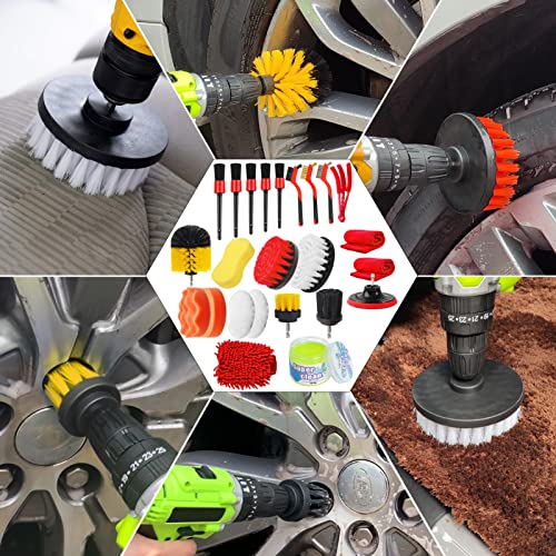 Jaronx 24PCS Car Detailing Drill Brush Kit, Car Detailing Kit, Car