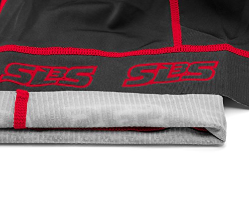 SLS3 Triathlon Men`s Tri Shorts | 2 Pockets | Black | FX 10 inches - Swim-Bike-Run (Black/Red, XL)