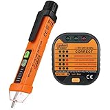 LIMITED TIME SALE Voltage Tester Pen Non-Contact with LED Flashlight - 12V to 1000V Dual Range for Broad Application (Voltage Tester &amp; Outlet Tester)