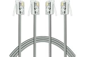 NECABLES 2Pack Phone Cord 10 ft Telephone Cord Phone Line Cord RJ11 6P4C Male to Male for Landline Phone and Fax - 10 Feet