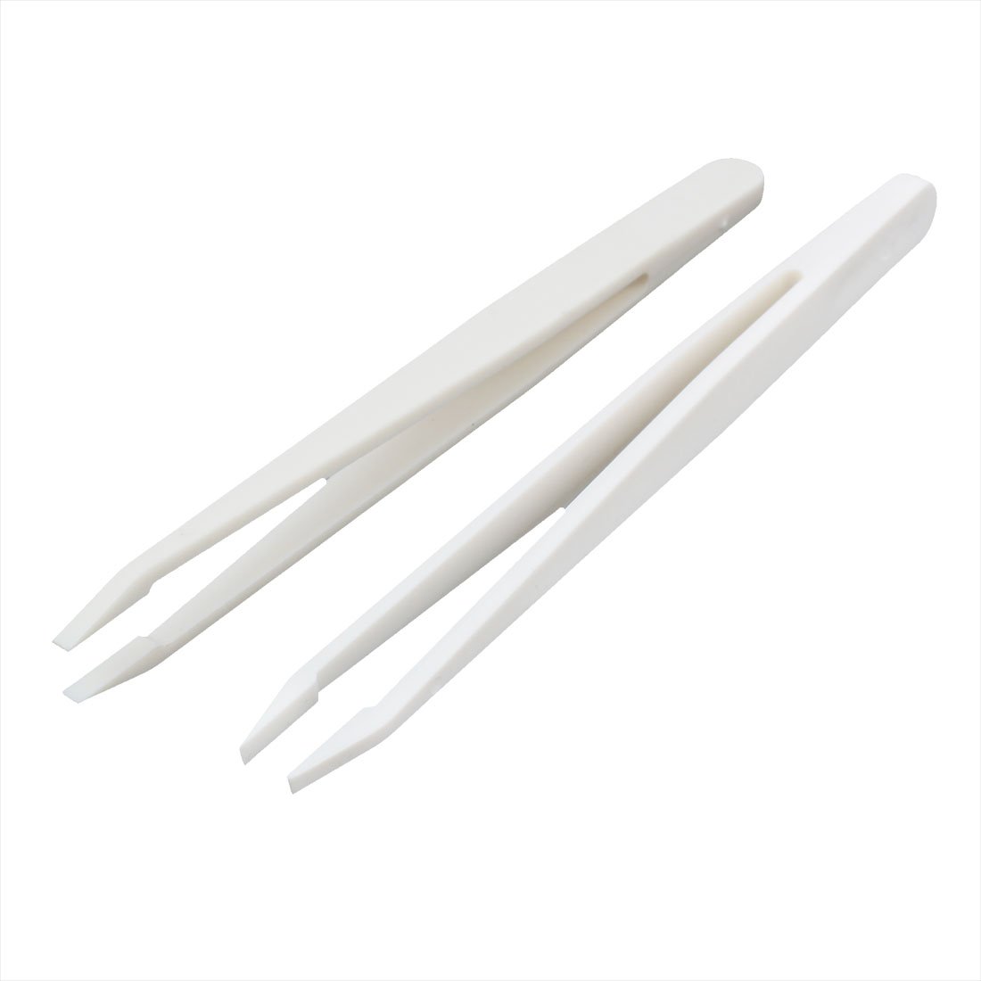 Sourcingmap 2pcs Plastic Anti Static Dust-Free 3mm 0.12" Flat Tips Tweezer 93305