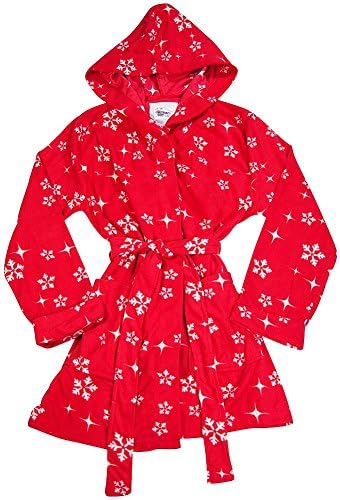 B O P J - Ladies Snowflake Microfleece Hooded Robe, Red 38711-Large