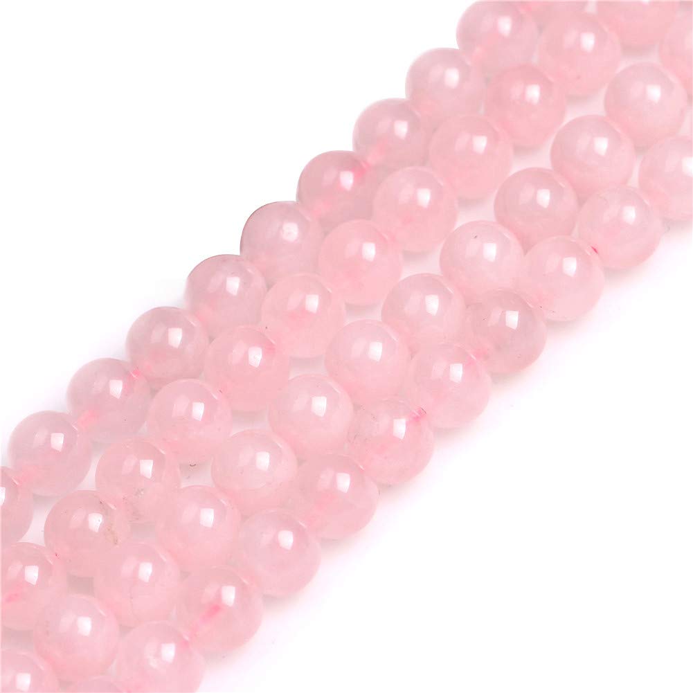 GEM-Inside Natural 8mm Rose Quartz Beads Round Gemstone Semi Precious Loose Beads for Jewellery Making 15''
