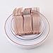 Supernal 60pcs Rose Gold Plastic Dinnerware Set Includes Rose Gold Plastic Plates and Disposable Silverware,Disposable Party Plates and Flatware Service for 12 Guest,Perfect for Birthday,Party,Wedding