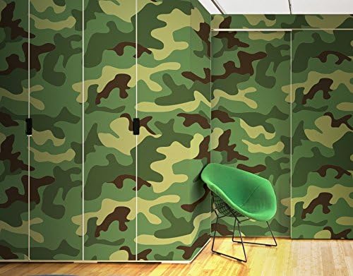 Woodland Green Military Combat Camo Camouflage Wall Mural #6064. 9ft Tall X 4ft Wide.
