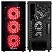 Rosewill ATX Mid Tower Gaming PC Computer Case with Red LED Fans, 360mm AIO Water Cooling Radiator Support, 3 Sided Tempered Glass, Great Cable Management/Airflow - CULLINAN MX-Red