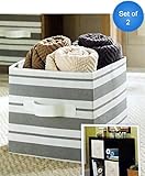 Better Homes and Gardens Collapsible Fabric Storage Cube, Set of 2 (Gray Stripe)