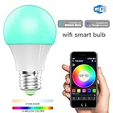Konxie LED WiFi Smart Lights Bulb, Compatible with Alexa and Google Assistant and IFTTT,e27 a19 RGBW Edison Bulb, No Hub Required, Music Mode,Sunrise, Sunset Mode