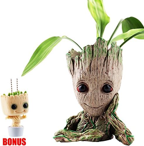 Fanco Electronics Baby Groot Flower Pot Containers Guardians of the Galaxy Succulent Pen Pot Desk Organizer Creative Decoration Gifts (BONUS: 1 BABY GROOT KEYCHAIN)