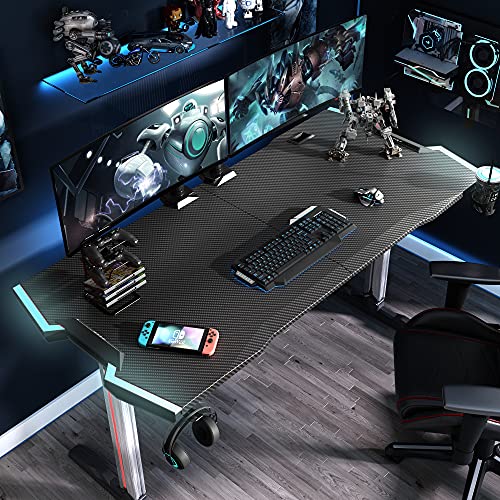 GALAXHERO Ultimate 61“Large Gaming Desk with 22 Modes RGB LED Light