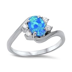 CloseoutWarehouse Oval Simulated Opal Swirl Tension