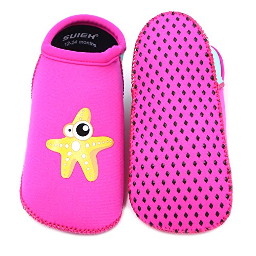 image for TANZKY Unisex Baby Infant Swim Shoes Water Shoes Beach Shoes (Rose Red