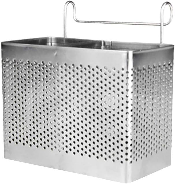 BESTONZON Stainless Steel Hanging 2 Compartments Mesh Utensil Drying Rack, Holder Utensil Drying Rack Basket Holder