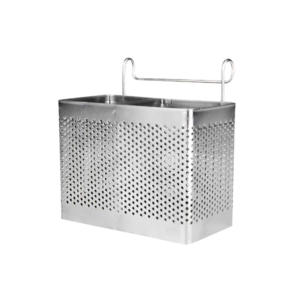 BESTONZON Stainless Steel Hanging 2 Compartments Mesh Utensil Drying Rack, Holder Utensil Drying Rack Basket Holder, Chopsticks Spoon Fork Drainer Basket, Flatware Storage Drainer for Kitchen