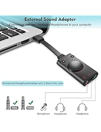 Adaptador de tarjeta de sonido USB, adaptador de tarjeta de sonido de audio USB 2.0 externo para computadora de escritorio, laptop, sistema operativo Windows, Mac, Linux, listo para usar sin necesidad de controladores