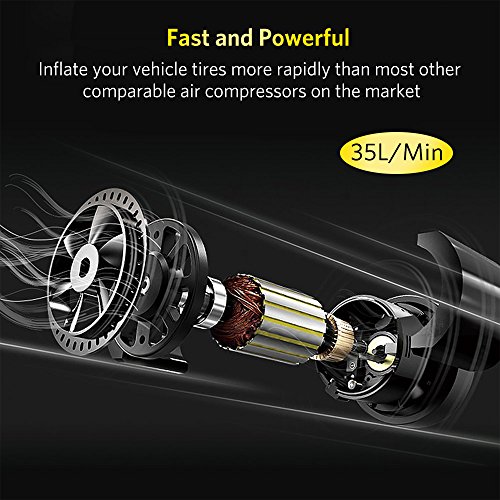 Tsumbay Air Compressor Pump, Digital Tire Inflator with Preset Pressure Gauge, 12V 150PSI Portable Air Pump for Car, Bikes, RV, Sport Balls and Other Inflatables, with Storage Bag
