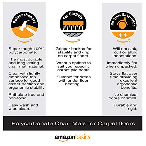 Amazon Basics Polycarbonate Office Carpet Chair Mat, With Lip, for