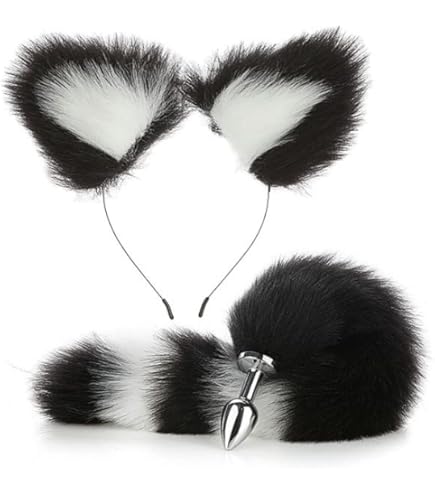 LEEQ 2 Piezas Accesorios De Cola Y Orejas De Zorro - Fox Cosplay Set, Para Vestir Lindo Disfraz Fiesta Decoración Set Para Niños Mujeres Niñas