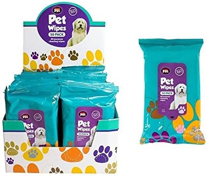 50Pk Pet Hygiene Dog Puppy Cat Cleaning Wet Wipes Ear Paw Body Head Grooming - 2x Pack