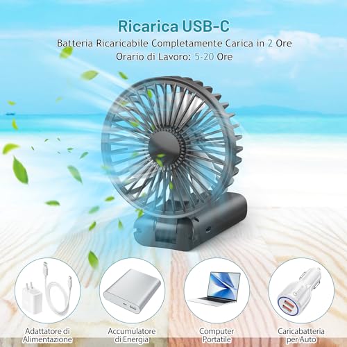 Namouk Mini Portable Fan Table Fan Small Pocket Fan with 3 Speed Levels USB Fan for Outdoor, Indoor, Moving, Office, Camping