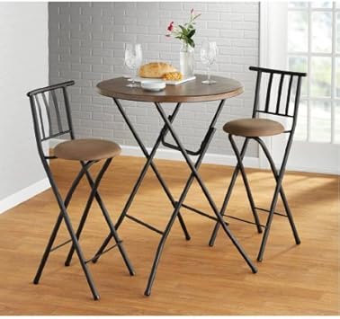 Amazon Com Mainstays 31 Round Hi Top Table Faux Wood Kitchen