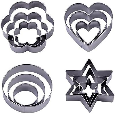 12PCS Stainless Steel Cookie Cutters,Metal Cake Vegetable Fruit Biscuit Cutters Molds by Easonove