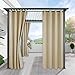 RYB HOME Outdoor Patio Curtains - Waterproof Weighted Porch Curtains Outside Curtain for Farmhouse Cabin Pergola Cabana Corridor Terrace, 1 Panel, W 52 x L 95 inches, Biscotti Beige