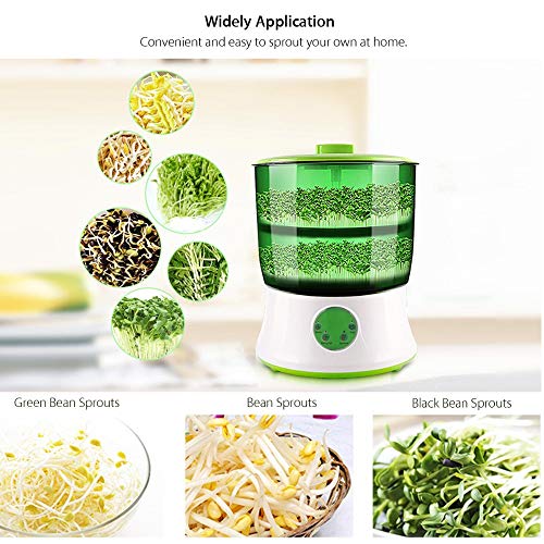WG Digital Home DIY Bean Sprouts Maker 2 Layer Automatic Electric Germinator Seed Vegetable Seedling Growth Bucket