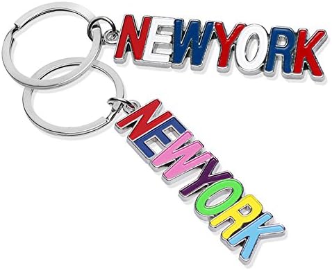 2x Colorful 'NEW YORK' Letter NYC Souvenir NY Gift Cute Metal Keychains - Set of 2