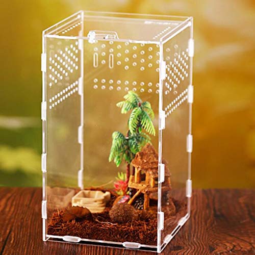Vinnykud Reptile Feeding Box Breeding Box,Portable Acrylic Transparent Insect Habitat Terrarium Case for Mini Pet Snake Spider Lizard Scorpion Centipede