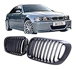 Jade Onlines Carbon Fiber Black Front Center Kidney Grille Grilles Grill for BMW E46 2 Door 2D 3 Series 1998-2002 Coupe