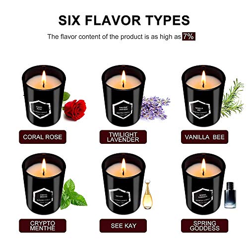 Yinuo Mirror Scented Candles Gift Set, Red Flame Votive Candle Natural Soy Wax 2.5 Oz Per Cup Glass Women Gift with 7% Essential Oils Strongly Fragrance for Stress Relief and Aromatherapy - 6 Pack