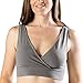 Extra Soft Organic Cotton Wireless Nursing & Maternity Sleep Bra (Grey, Large-Busty)