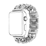 HOMEKE Metal Band for Apple Watch Band 38mm, Stainless Steel iWatch Band with Flexible Chains Style Bracelet Strap - Silver