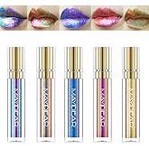 Maydear Chameleon Lipstick 5 Colors Set, Long Lasting Waterproof Colourful Diamond Shimmer Lip Gloss for Women Girls Makeup kit
