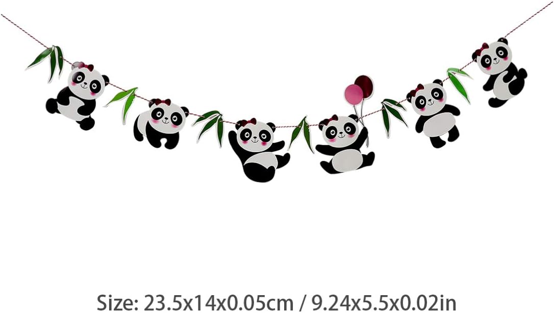 Amosfun Gaint Panda Banner Paper Panda Hanging Bunting Birthday Party Pull Flags Garland Kid Party Decor for Baby Shower Panda Themed Party(Black White) - Image 3