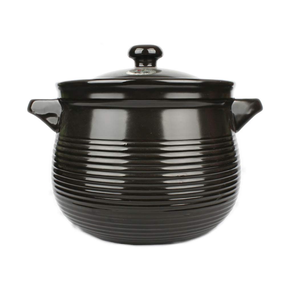 YI HOME- Casserole Cooker Manual Ceramics Household Chinese Multifunction Gas Soup Decoction Tank Stone Pot Health Non-Stick Pan Cooking Utensils Black,7L