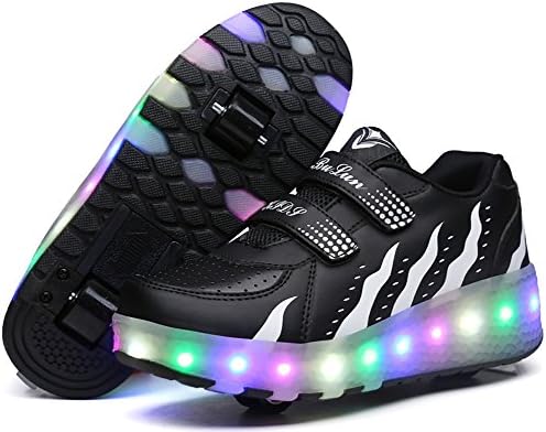 UBELLA Kids Girls Boys LED Light Up Shoes Double Wheels Roller Skate Sneakers