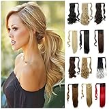 Ponytail Extensions Wrap Around Ponytail Clip in Hair Extensions One Piece Magic Paste Long Wavy Curly Soft Silky for Women Ladies Fashion and Beauty