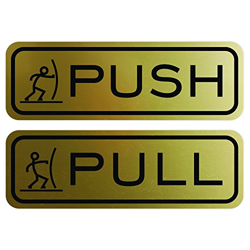 Fun Horizontal Push Pull Door Sign (Brushed Gold) Small in Kenya