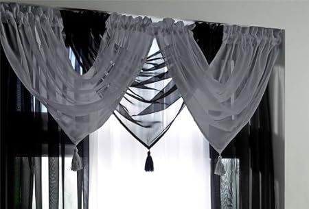 Ideal Textiles Silver Grey Voile Curtain Swag Amazon Co Uk
