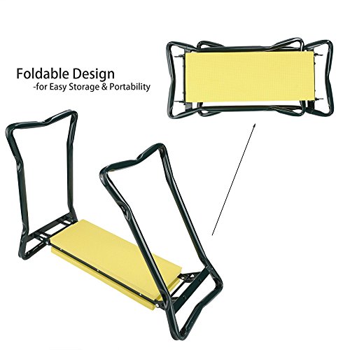 Elever Home Garden Kneeler, Folding EVA Foam Padding Seat Outdoor Lawn Bench Chair Kneeler With Tool Pouch[US Stock] (Yellow) - Thumbnail 4