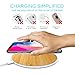 Wireless Charging Pad, Qi Phone Charger, Compatible With iPhone X, 8 Samsung Galaxy Smartphones, Fast Cordless Charging Pad, Bamboo Wooden Slim Flat Disk, Anti-Slip Wood Design, Sleep Friendly Light