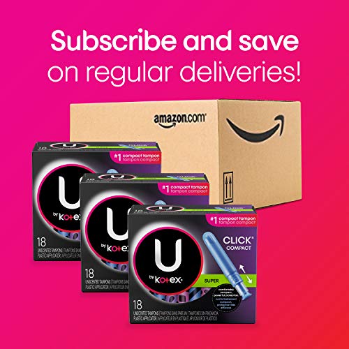 U by Kotex Click Super Compact Tampons Compact Plastic Applicator, Unscented, 18 Count - Thumbnail 6