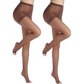 YAGAXI 20D toeless pantyhose - 2 Pairs Control Top open toe pantyhose for women