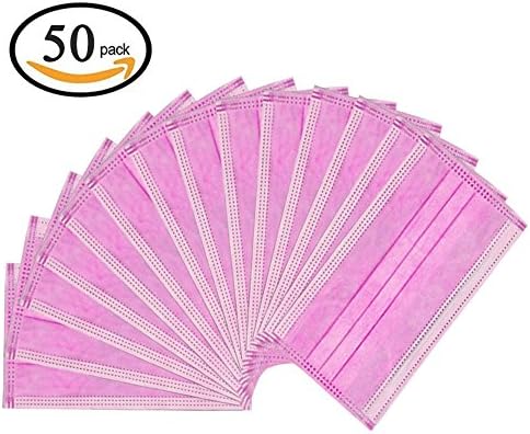 Disposable Earloop Face Mask - 50Pcs Disposable Surgical Face Flu Masks 3-Layer Filter Protection Super Filter Pollen Dust and Bacteria