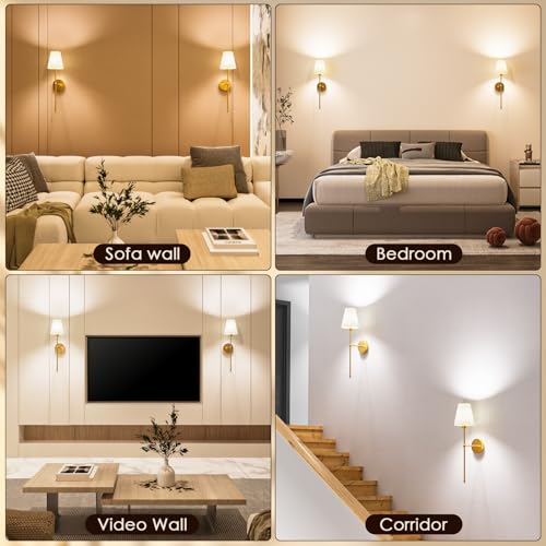 Battery Operated Wall Lights Set of 2, 10000mAh Rechargeable Wireless Wall Sconces with Remote, Dimmable 9 RGB Colours & 4 Light Temperatures, Magnetic Detachable Bulbs, for Bedroom Living Room