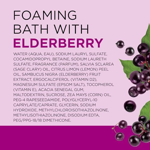 DR TEAL’S FOAMING BATH WITH PURE EPSOM SALT, BLACK ELDERBERRY WITH VITAMIN D, 34 FL OZ (PACK OF 2)